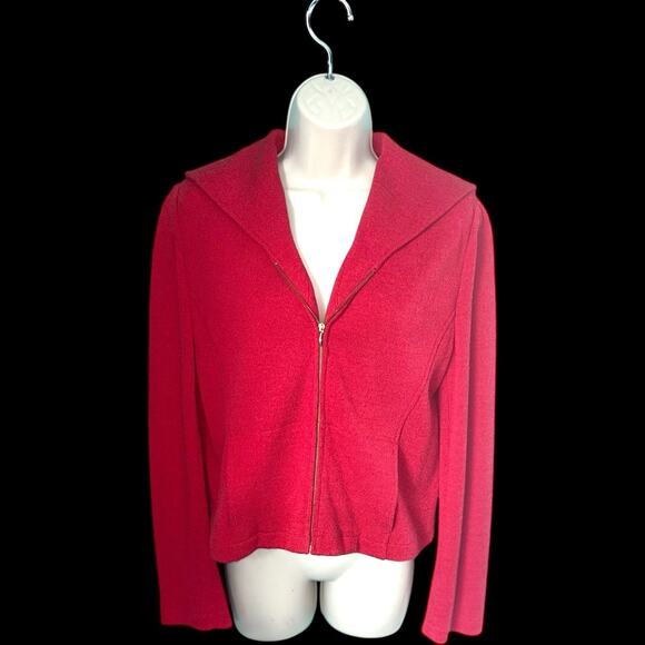 EUC Carlisle Zip Front Sailor Collar Long Sleeve Cardigan in Red Size Medium - Picture 1 of 7